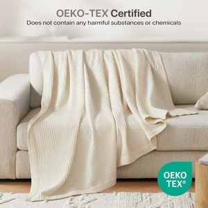 Manta de gofres de algodón <span class=keywords><strong>Madison</strong></span> Park Ivory 100% tamaño completo/Queen decoración versátil para el hogar para cama y sofá - Product Image 5