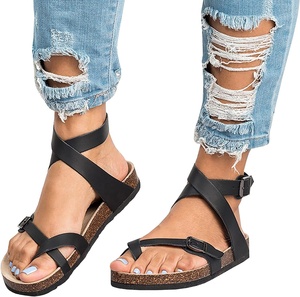 Byring-<span class=keywords><strong>Sandalias</strong></span> planas de cuero <span class=keywords><strong>para</strong></span> mujer, calzado con correa cruzada en el tobillo, <span class=keywords><strong>para</strong></span> cama de pie, <span class=keywords><strong>para</strong></span> chicas y <span class=keywords><strong>adolescentes</strong></span> grandes, novedad de verano - Product Image 5