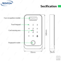 Système de contrôle d'accès extérieur NEO TTlock avec reconnaissance faciale et empreinte digitale, Wi-Fi, pour portail de sécurité et gestion des présences par carte