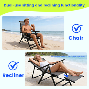 Chaise de plage pliante d'extérieur au design moderne avec accoudoir rigide réglable, chaise-lit de camping en métal et tissu <span class=keywords><strong>pour</strong></span> la pêche et la randonnée - Product Image 3