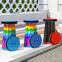 Tabouret pliant télescopique en plastique durable et abordable pour salon, cour, voyage et pêche