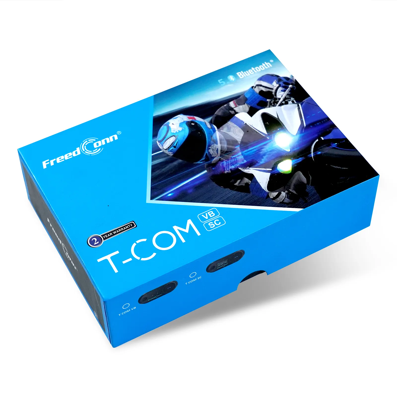 FreedConn-Casco de motocicleta, sistema de comunicación y Música automática para 2 motociclistas, 800 metros, Bluetooth, intercomunicador dúplex completo, FM, VB, metros
