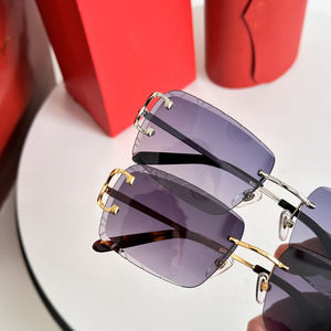 Gafas de Sol Sin Montura con Logotipo CT, Montura Dorada de Lujo, Lentes Azules <span class=keywords><strong>para</strong></span> Entusiastas de la Moda, Protección UV - Product Image 6