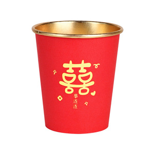 Gobelets jetables en papier pour mariage, gobelets épais en feuille d'or rouge pour boissons chaudes, pour cérémonie de mariage, ensemble de 100 pièces - Product Image 5
