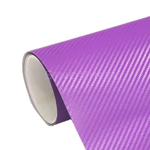 SINOVINYL Wholesale Premium 3D Carbon Fiber Purple Film Car Body Decorative Sticker Wrapping Vinyl