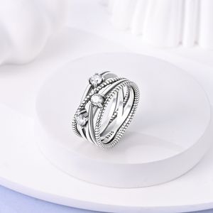   Bagues en argent plaqué brillant entrelacées pour fiançailles, <span class=keywords><strong>mariage</strong></span>, anniversaire, fête ou cadeau - Product Image 4