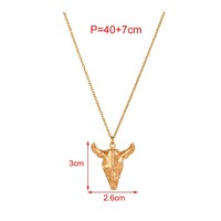 Kalung Liontin Kepala Sapi Geometris Vintage Berlapis Emas Baja Tahan Karat Asu 2025 Grosir Fashion Wanita