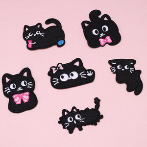 Patch brodé en polyester noir motif <span class=keywords><strong>chaton</strong></span>, fait main, pour veste matelassée, chaussures, chapeaux, sacs (Chine) - Product Image 3