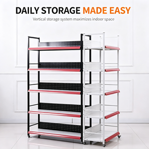 Steel Construction Premium Casters Multi Shelf <b>Weight</b> Rated Commercial Rolling <b>Storage</b> Rack With Locking Wheels Top Pick - Product Image 1