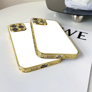 <span class=keywords><strong>Coque</strong></span> de téléphone à sublimation vierge 2d dorée galvanisée pour <span class=keywords><strong>iPhone</strong></span> <span class=keywords><strong>11</strong></span> 12 13 14 15 Pro Max Sublimation couverture mobile arrière - Product Image 1