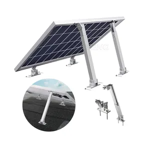 Wholesaler Aluminium PV Racking Tilt Adjustable Front Rear Leg Photovoltaic Mount Flat Roof Solar Panel System Mounting Brackets