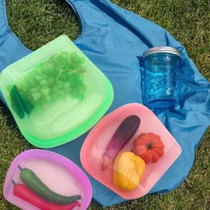 3000ML Kitchen Accessories Platinum Silicone Bags For Home Baking Cheese Fruits Vegetables Bread Standing Type Food Container