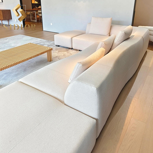Hiện Đại Tối Giản Hiện Đại Modular Bắc Âu Ý Nhung Vải Đường Cong 7 Chỗ Ngồi Modular Cắt <span class=keywords><strong>L</strong></span> Hình Dạng Ghế Sofa - Product Image 2
