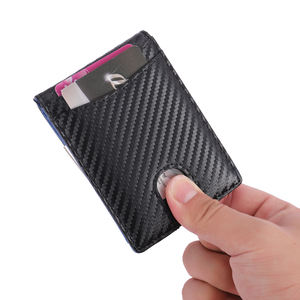 슬림 한 <span class=keywords><strong>rfid</strong></span> 차단 알루미늄 팝업 스마트 카드 홀더 지갑 남성 지갑 가죽 탄소 섬유 돈 클립 - Product Image 4