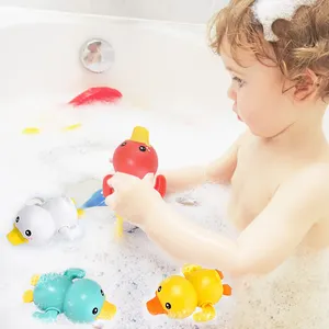 Children's bathing and playing ducks on the chain clockwork little yellow duck summer baby baby bathroom bathing swimming toys