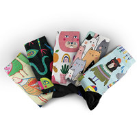 Chaussettes mi-mollet fantaisie pour adultes, imprimées de créatures amusantes, motifs de dessins animés (chat, oiseau, lézard, reptile), pour hommes et femmes, nouveauté mode été, vente en gros