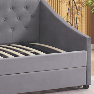 Sofá Cama Individual Moderno Tapizado en Lino Gris para Dormitorio con Cama Nido, Venta al por Mayor - Product Image 4