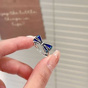 Yinruitai S925 Sterling Silver Enamel Bow <b>Ring</b> For Women Index Finger Jewelry Gift - Product Image 3