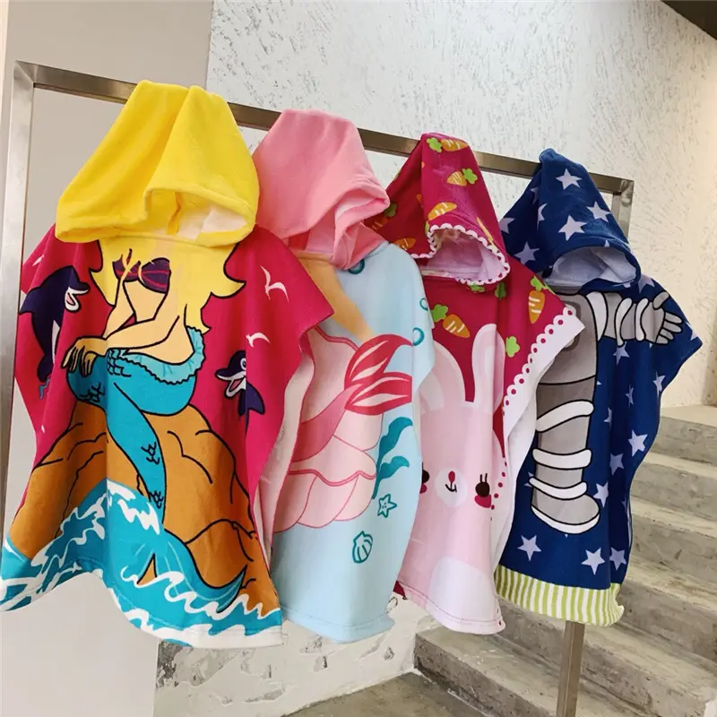 2023 Groothandel Nieuwe Stijl Kinderen Strandlaken Microfiber Sneldrogende Outdoor Robe Baddoek Handdoek