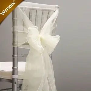 Wedding Chair Knot Decoration Chairs Bow band Belt Ties Banquet Weddings 100pcs High Quality Sash Organza Chair Sashes