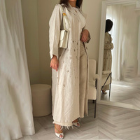 Design personnalisé lin femmes Abaya Dubai 2024 naturel respirant luxe abaya robe pour prier