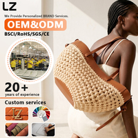 Sac fourre-tout LZ personnalisé en raphia tressé avec bandoulière en cuir véritable – Grands sacs de voyage d'été pour la plage, sacs à main quotidiens pour femme