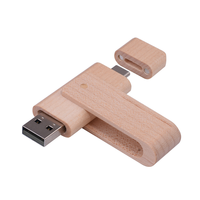 Clé USB 2 en 1 en bois, nouvelle, en promotion, USB 2.0/3.0, Type-C, Android OTG, avec logo personnalisé, 8 Go, 32 Go
