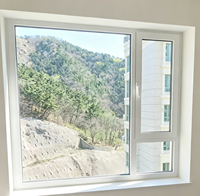 Ventana Abatible de Aluminio con Rotura de Puente Térmico, Vidrio Ahorrador de Energía y Resistente al Viento para Construcción de Apartamentos Residenciales
