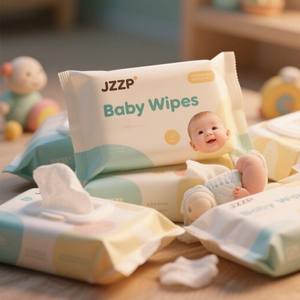 JZZP Toallitas Húmedas Biodegradables Personalizadas para Bebés, Toallitas Húmedas Naturales No Irritantes con Aloe <span class=keywords><strong>Vera</strong></span> y Vitaminas - Product Image 2