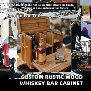 Personalized European Rustic Wood Whiskey Mini <b>Bar</b> <b>Cabinet</b> with Hanging Wall Wine Gift Box Beverage Tubs and Ice Bucket - Product Image 2