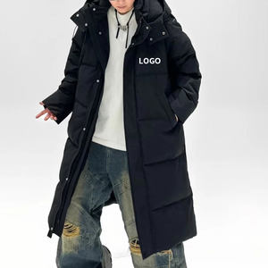 Vêtement d'extérieur pour homme de style urbain futuriste, tissu tissé imperméable, veste longue ample en duvet, OEM/ODM - Product Image 3