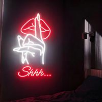 Enseigne néon LED personnalisée, motif geste 'Shhh' avec lèvres, pour Chambre, Fête, Club, Salon de beauté
