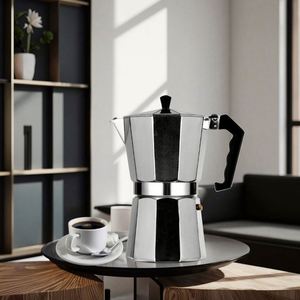 Cafetière Moka en Aluminium Argenté de Style Italien Moderne, 2 Tasses, Isolation Thermique Écologique 0-6 Heures, Forme Octogonale - Product Image 1