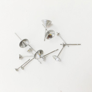 Stainless Steel <b>Earring</b> Pins Round Convex Pearl Setting DIY Jewelry Accessories For <b>Earring</b> Making - Product Image 1