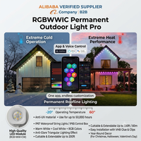 Guirlandes lumineuses permanentes en plastique WWIC Pixel Eave Gutter Lights Pro 100FT DC36V Basse Tension IP67 Étanche Contrôle Intelligent par Application/Télécommande/Voix Noël