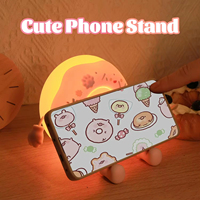 Lampe de nuit en silicone en forme de beignet, dessin animé kawaii, avec support pour téléphone, décoration de chevet pour salon, lampe de table pour enfants