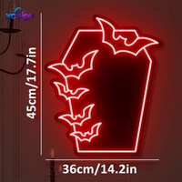 Lumière LED néon d'Halloween, design chauve-souris, miroir acrylique, art mural, alimentation USB, forme 3D, décoration pour la maison, le bar, la chambre, cadeau unique