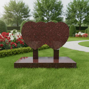 Headstone Cemetery Angel Heart <b>Memorial</b> Gravestone Large India Red Granite Upright Statue Unionstone Model 08 - Product Image 1
