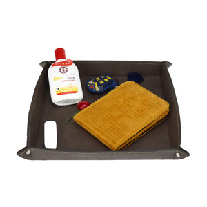 Leather Storage Tray Square <b>Foldable</b> <b>Desk</b> Organizer For Neatening And Storage Minimalist Design Single Compartment - Product Image 2