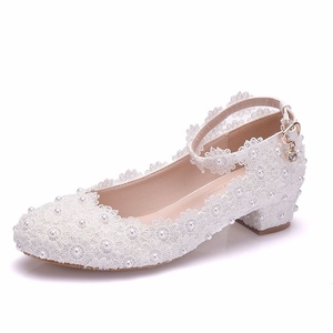 Zapatos Mary <span class=keywords><strong>Jane</strong></span> de talla grande para comercio exterior, tacón redondo, punta cerrada, correa única, encaje blanco, para primavera, otoño, bodas, damas de honor, espectáculos de coches - Product Image 5