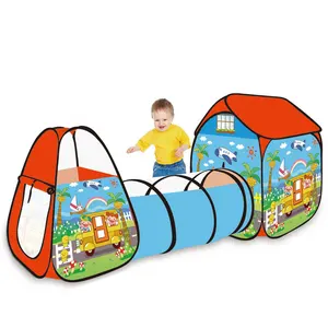 Outdoor Durable Play House 3 In 1 Kids Play Tent Foldable Indoor Crawling Tunnel Tents Toys
