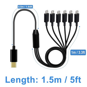Cable divisor USB <span class=keywords><strong>C</strong></span> PD 6 en 1, cable de carga multi USB <span class=keywords><strong>C</strong></span> a Tipo <span class=keywords><strong>C</strong></span> macho para iP 15 Pro / teléfono Android, tableta, Switch y más - Product Image 6