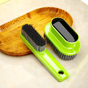 Ensemble de brosses de nettoyage multifonctionnelles, poils en nylon, manche en plastique, brosse à chaussures et à linge pour la maison, couleur verte - Product Image 1