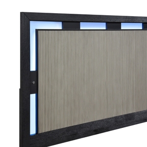 Contemporary Charcoal Gray Finish Queen Size Adjustable Soft <b>Bed</b> Integrated <b>LED</b> Backlighting Solid Wood Frame Bedroom Furniture - Product Image 4