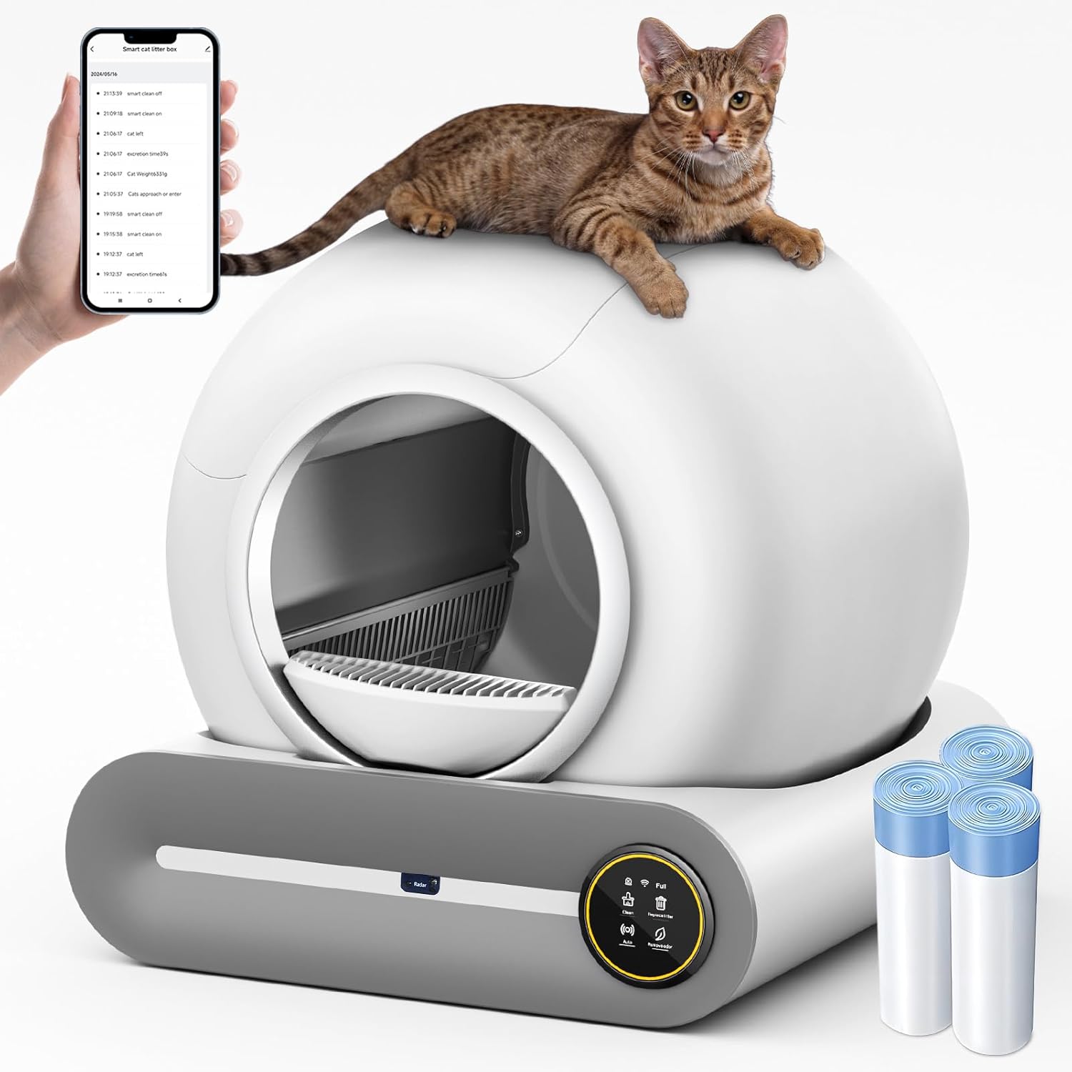 Smart Self Cleaning Litter Box for Multiple Cats - 65L