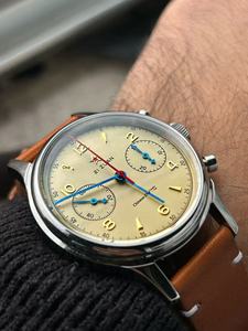 นาฬิกาข้อมือผู้ชาย ระบบไขลาน รุ่น Pilot 1963 Seagull Mechanical Chronograph 1901 ตัวเรือนเหล็กคุณภาพสูง กระจกแซฟไฟร์ <span class=keywords><strong>ราคา</strong></span>โรงงาน - Product Image 2