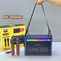 ELETREE NS-7090MIC Enceinte Stéréo Portable Solaire Bluetooth Boombox Radio FM Rechargeable avec Microphones