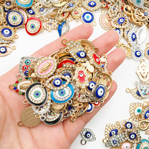 20 حبات همسة مختلطة من حجر الراين والمينا المعلقات العين سبيكة عيون الشر سحر لسوار قلادة القرط الحرف ديي - Product Image 4