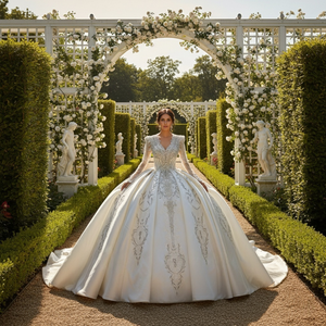 Robe de mariée de luxe Xs225, style princesse, brodée et ornée de sequins, coupe personnalisable pour occasions spéciales, Jancember - Product Image 1