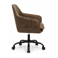 Fauteuil de salon vintage en cuir PU texturé, base à 5 étoiles, tabouret pivotant à roulettes, mobilier de coiffure pour barbier